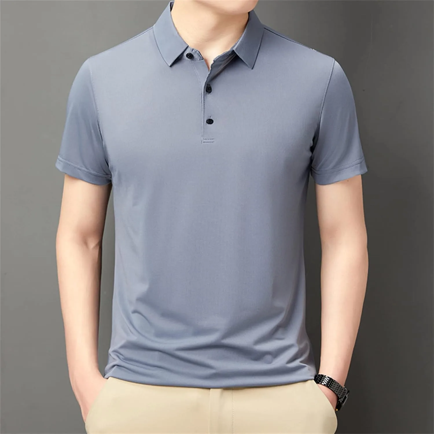 Мужская рубашка с воротником и коротким рукавом Regular-Fit — фото 4