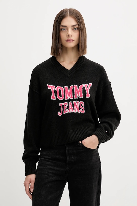 

Свитер из смесовой шерсти Tommy Jeans, черный