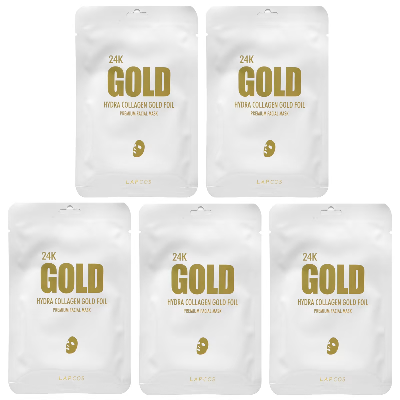 

Lapcos 24K Gold Hydra Collagen Gold Foil косметическая маска для лица премиального качества 5 шт. 25 г (0,88 унции)