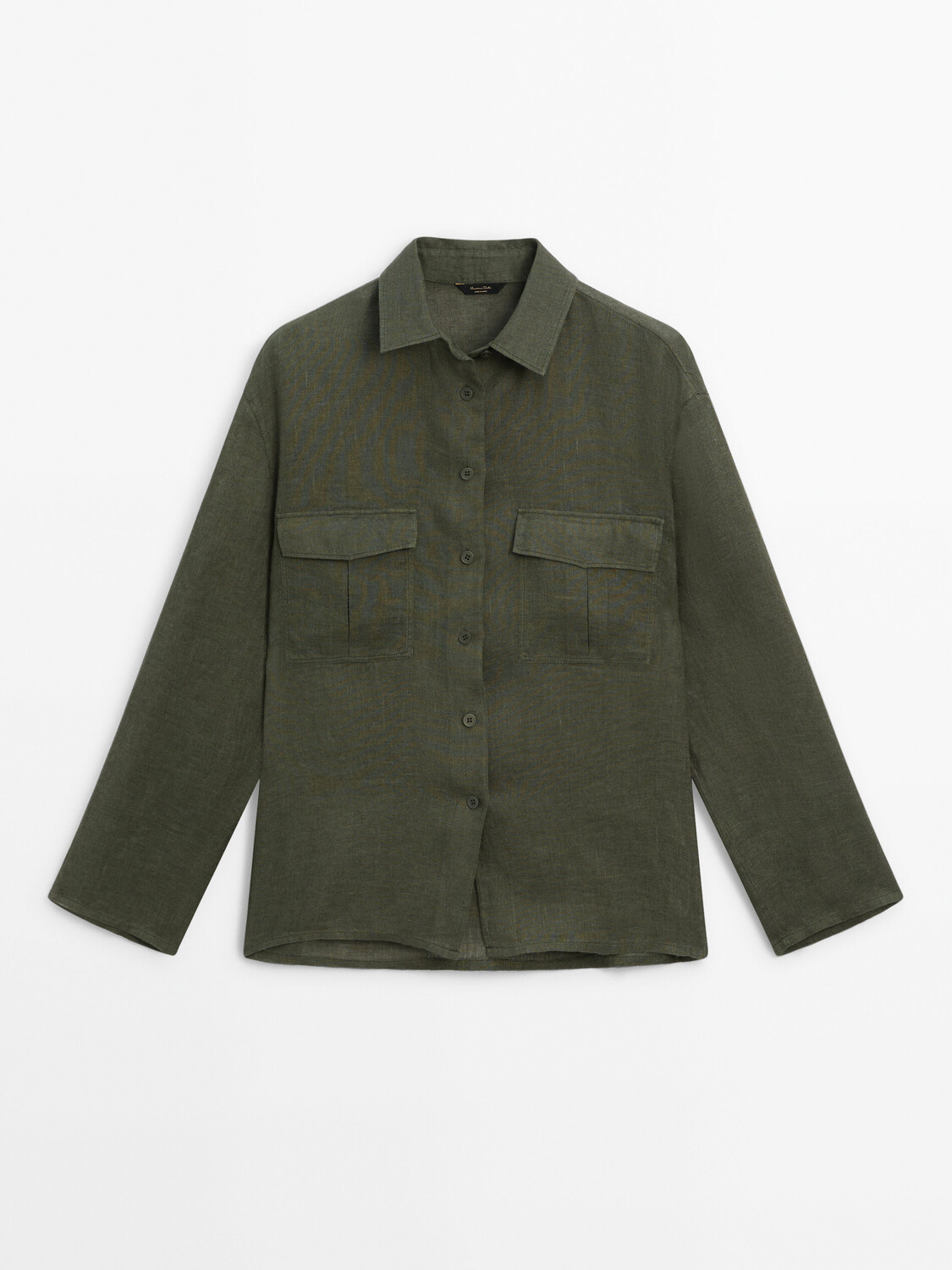 

Рубашка из 100% льна с карманами Massimo Dutti, зеленый