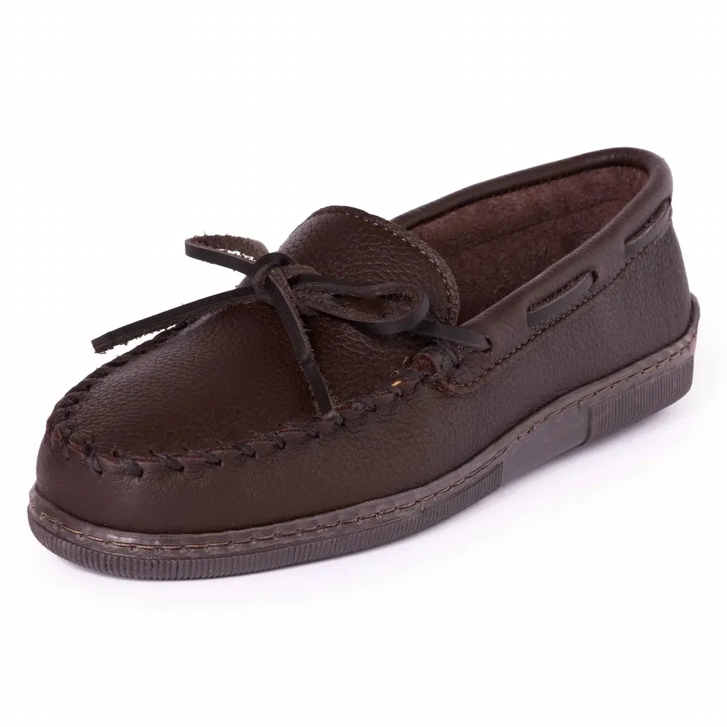Мужские классические мокасины из лосиной кожи, шоколадного цвета Minnetonka, Chocolate — фото 3