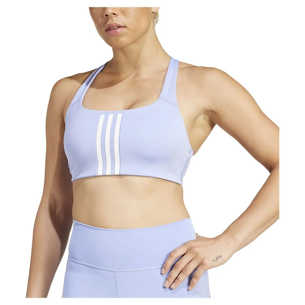 Спортивный бюстгальтер adidas Powerimpact 3 Stripes Medium Impact, синий — фото 3