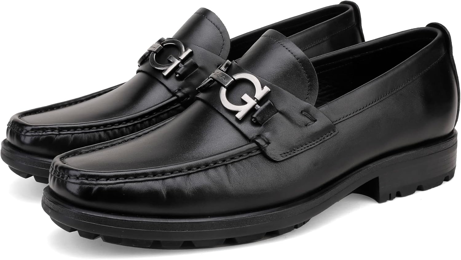 

Мужские классические кожаные лоферы, модные ручной работы с пряжкой, деловая обувь для вечеринок, слипоны-пенни-лоаферы для мужчин Generic, черный