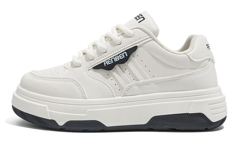 

Кроссовки RENBEN Skateboarding Shoes Women's Low-top Beige/black, бежевый/черный