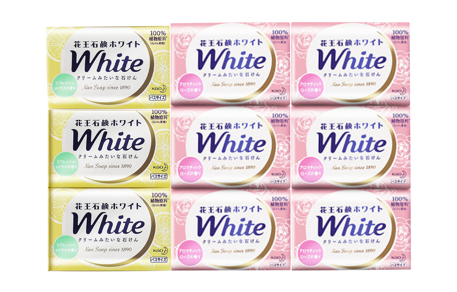 

KAO Мыло HUAWANG Rose Milk увлажняющее, контролирующее жирность и глубоко очищающее 130г*2+130г*2 Rose