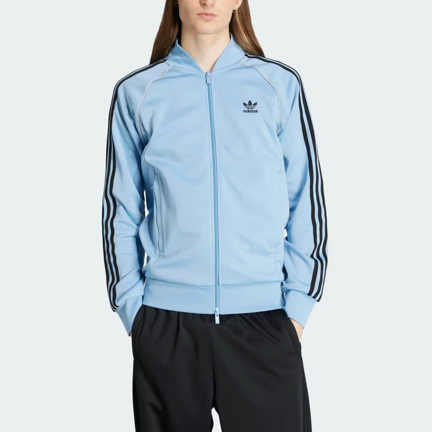 Мужская спортивная куртка ADICOLOR CLASSICS SST TRACK Adidas Originals, серый синий/белый — фото 3