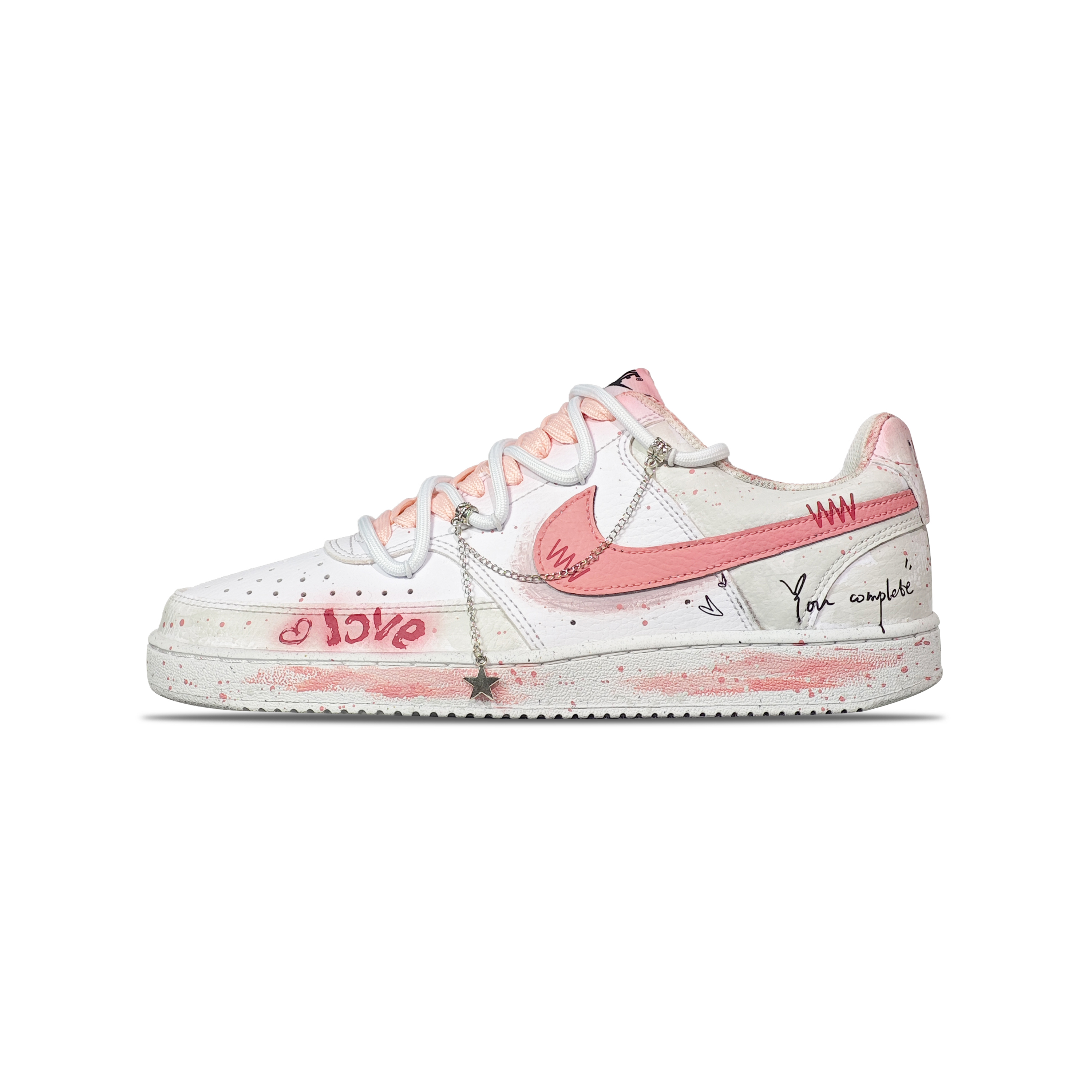

Nike Кроссовки для скейтборда Court Vision 1 с противоскользящим износостойким верхом, мужские, розовые, белые