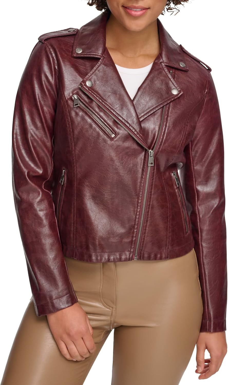 

Женская куртка-косуха Levi's классическая кожаная, красно-коричневый