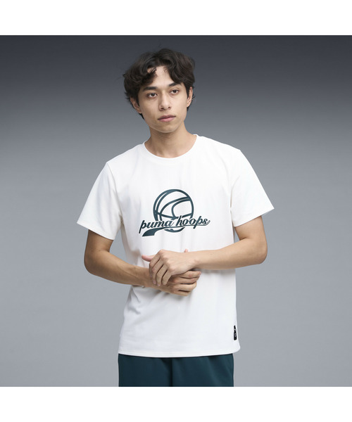 

Мужская баскетбольная футболка с коротким рукавом и графическим принтом PUMA, кремовый