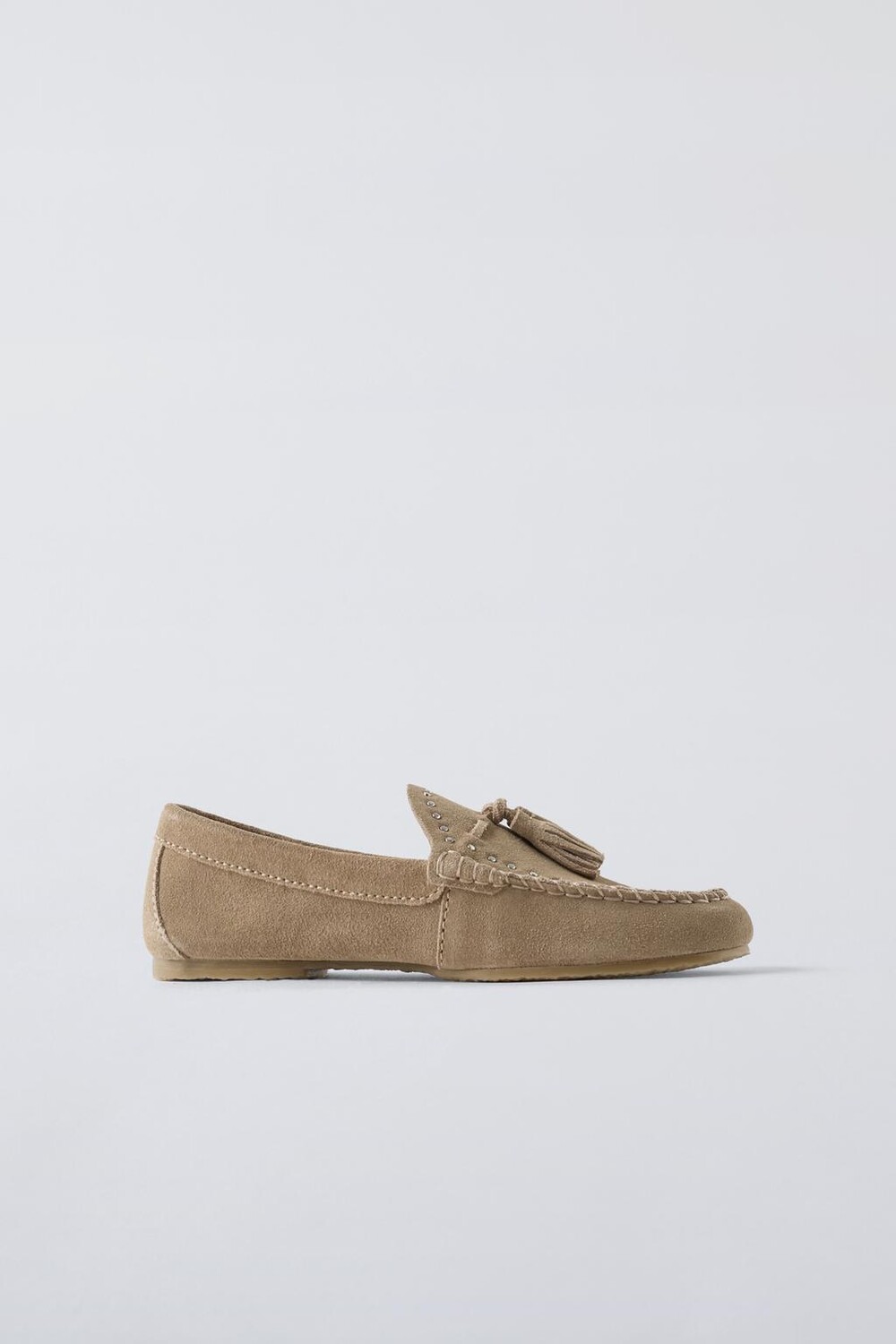

Кожаные лоферы с заклепками ZARA, бежевый