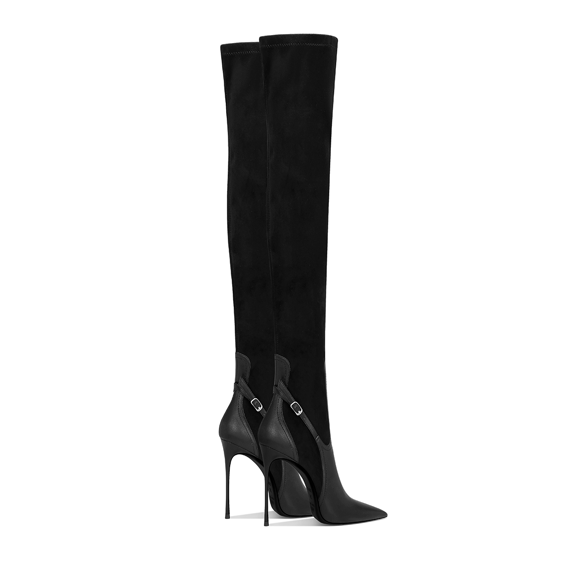 ;HMZ Черные женские сапоги выше колена на каблуке 8 см, цвет Black 8cm — фото 4