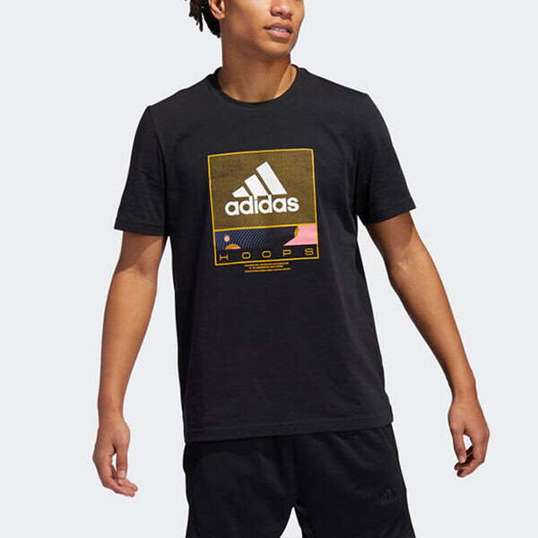Футболка basketball sports round neck short sleeve black Adidas, черный — фото 4