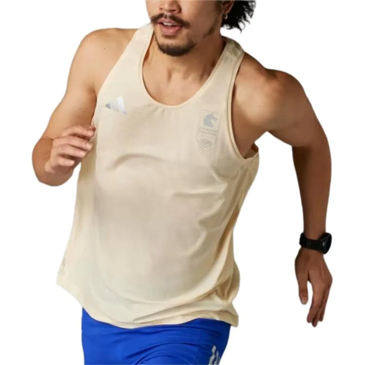 Топ без рукавов Adidas Own The Run Tank Top бежевый — фото 4