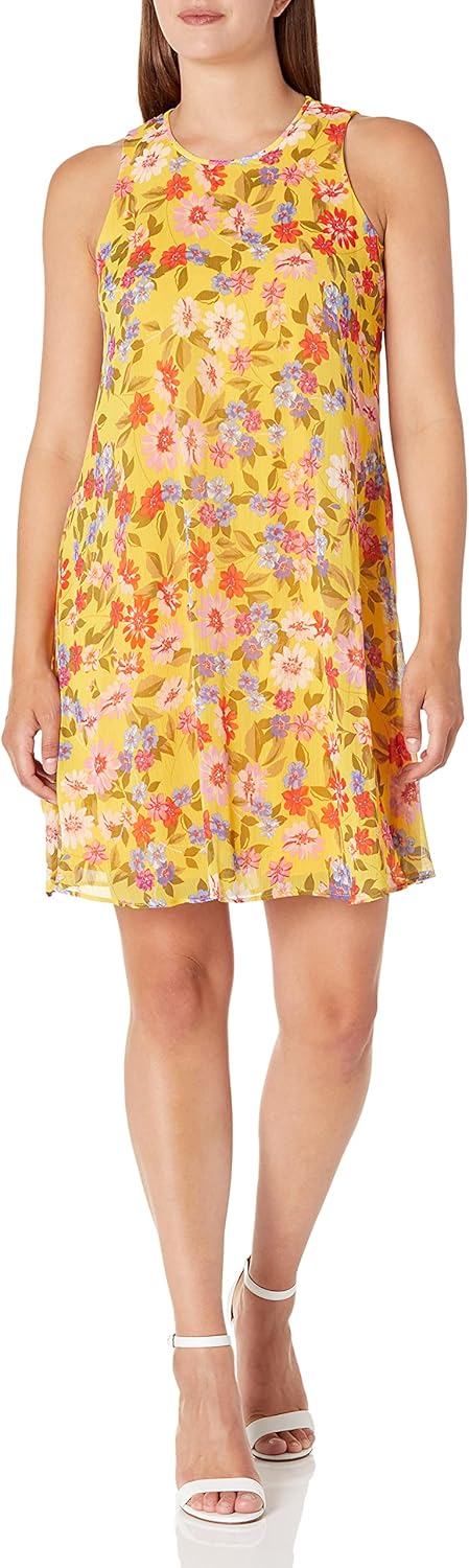 

Женское летнее платье с принтом Calvin Klein, Golden/Porcelain Rose Trapeze