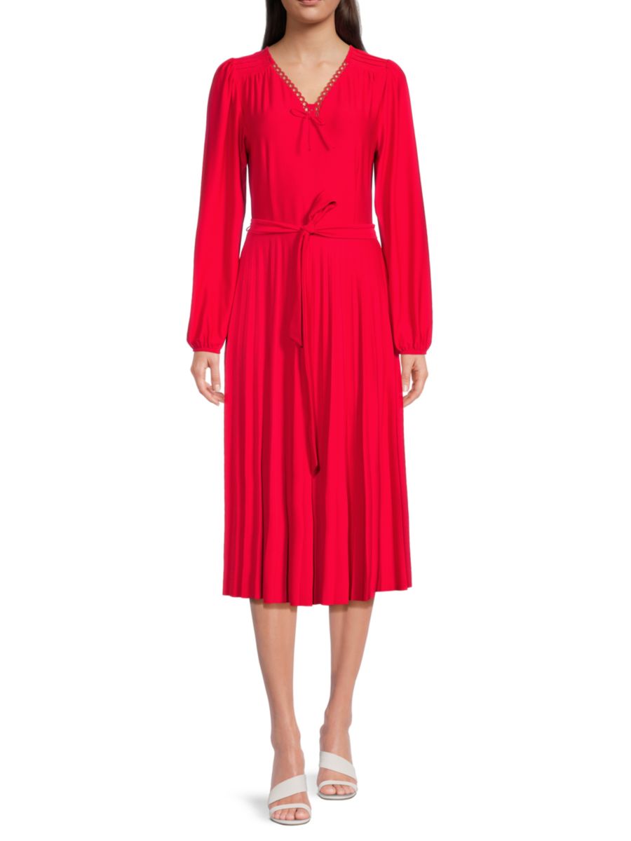 

Платье миди с плиссировкой и люверсами Sharagano, цвет Pure Red