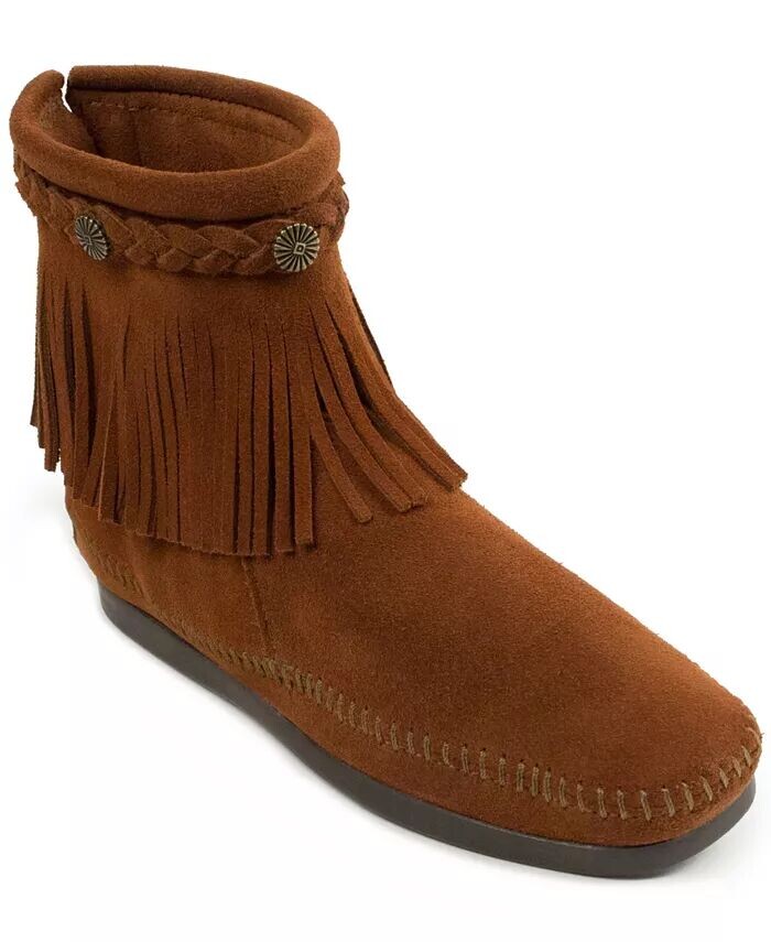 Женские замшевые высокие ботинки с молнией сзади Minnetonka, коричневый