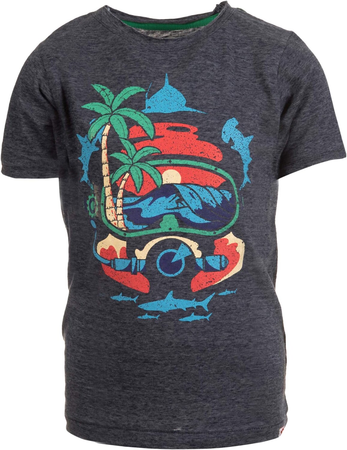 

Футболка Appaman Snorkel, Fish, Under Water Graphic T-Shirt, цвет Peacock Heather