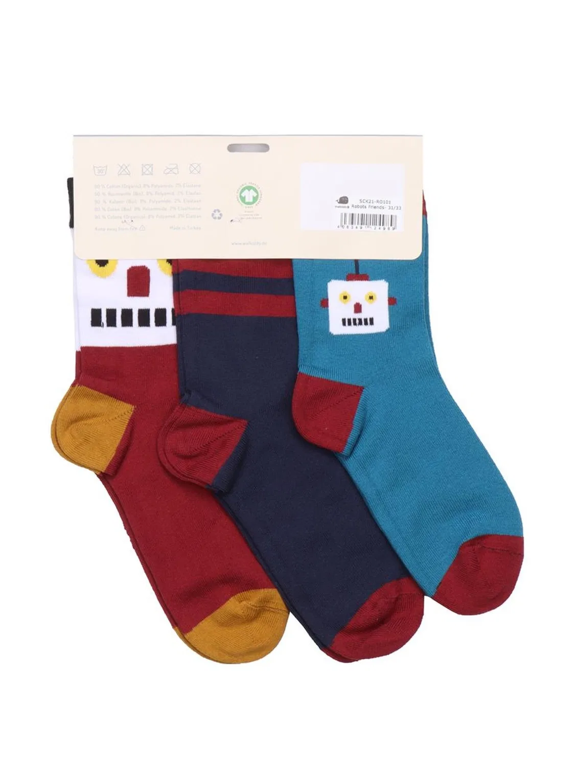 Носки Walkiddy Robots Friends Socks синего цвета — фото 3