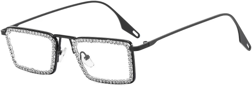 

Роскошные солнцезащитные очки в маленькой квадратной оправе, украшенные стразами, для женщин и мужчин, для активного отдыха и путешествий, с защитой от УФ-излучения UV400 TVTBBVV, Black Clear