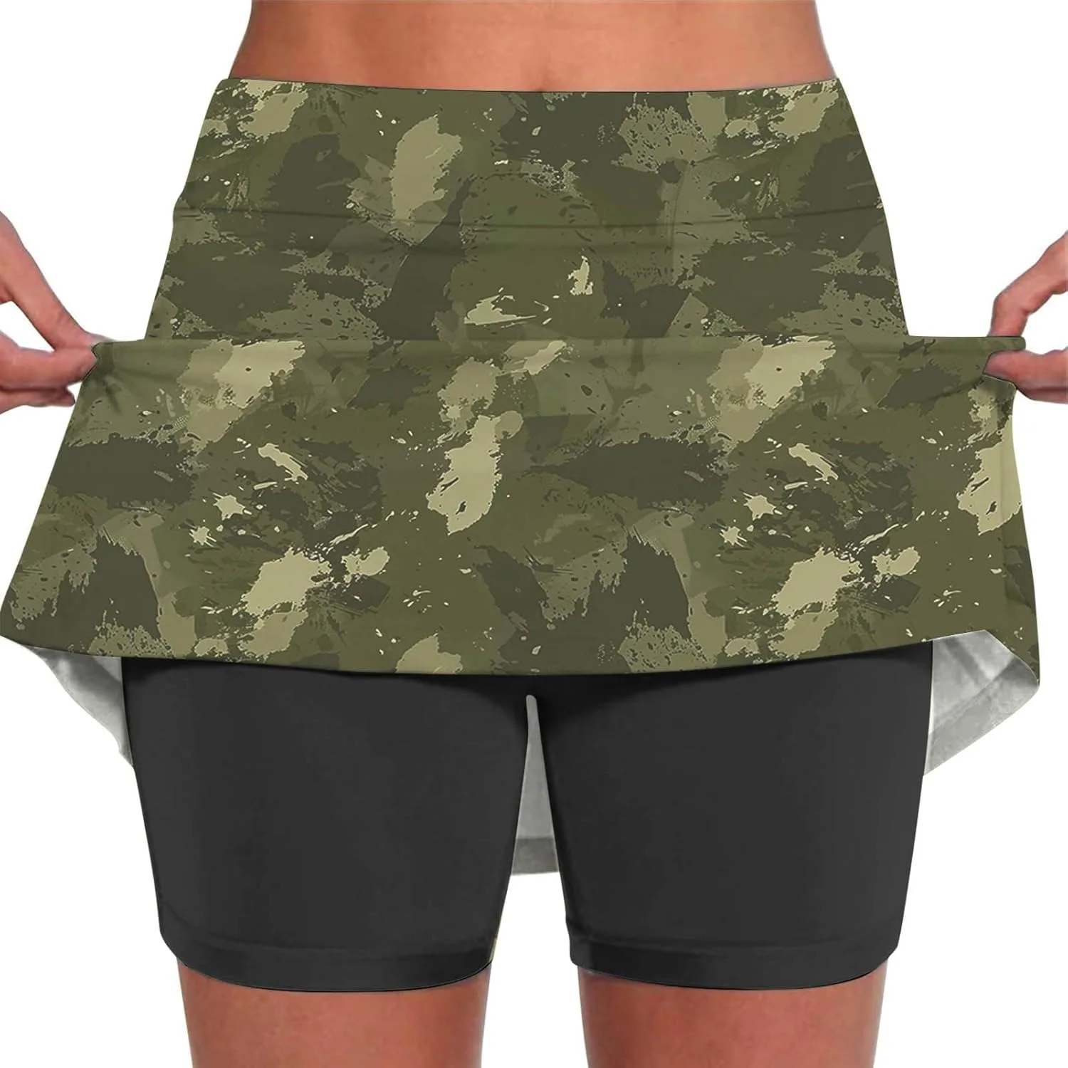 

Женские шорты для бега high waist tummy control camo
