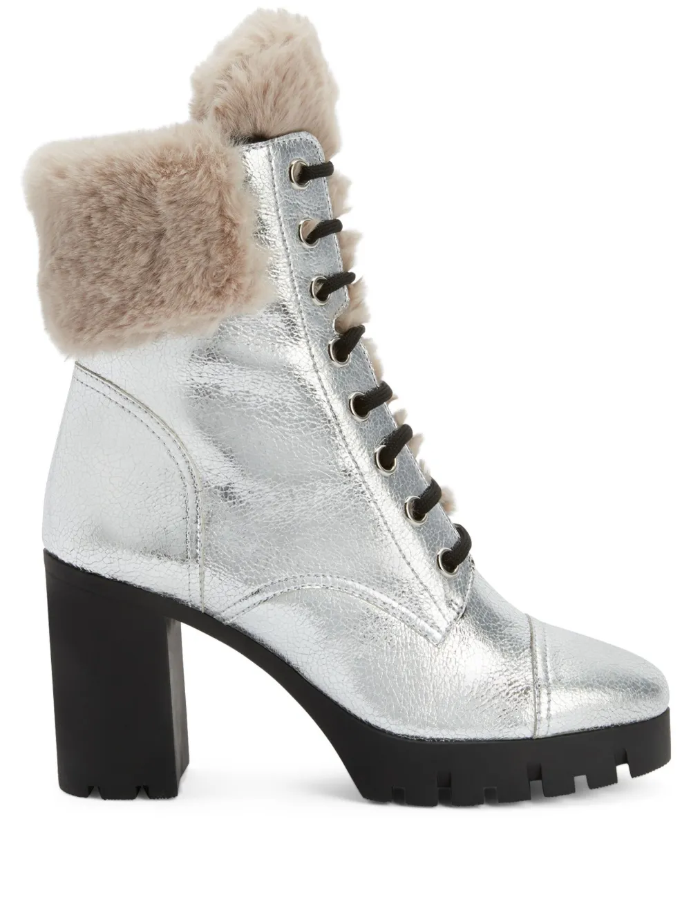 Ботильоны Moyra 90 с эффектом металлик Giuseppe Zanotti, серебяный