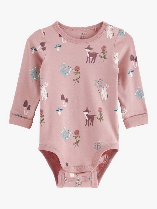

Детское боди с животным принтом Lindex, цвет Dusty Pink