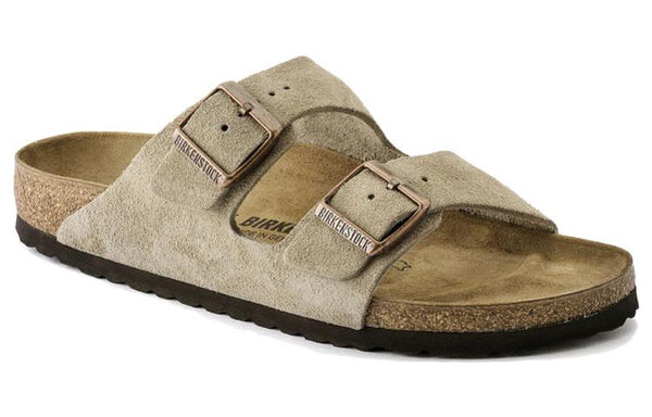 Тапочки arizona suede leather narrow fit sandals 'taupe' Birkenstock, бежевый — фото 2
