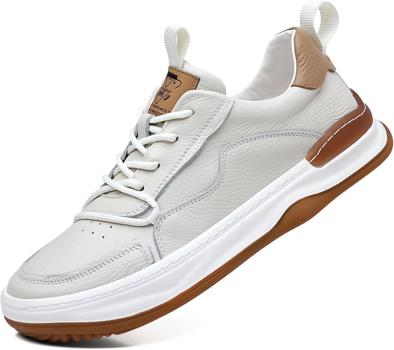 

Мужские кроссовки-лоферы на шнуровке из натуральной кожи, повседневные для прогулок и вождения Welrung, белый