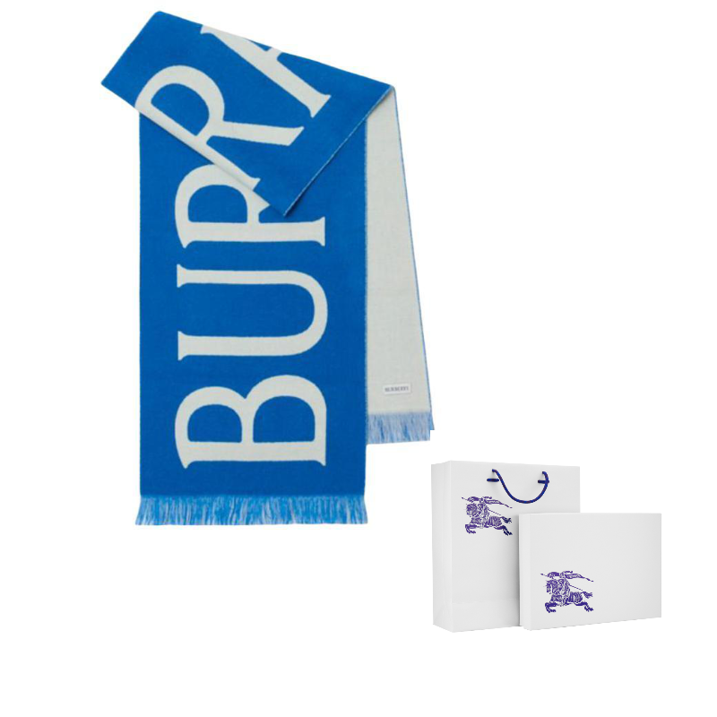 

Burberry Шерстяной вязаный шарф Unisex Blue