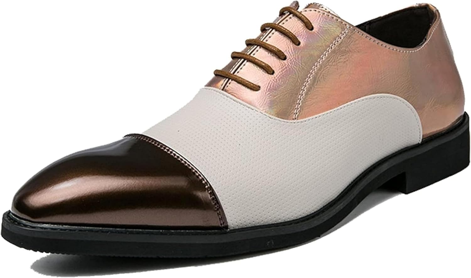 

Весенние и осенние мужские туфли Oxford Leisure с низким каблуком для свадеб, для города и государственных учреждений, золотисто-белые, размер 6,5 Generic