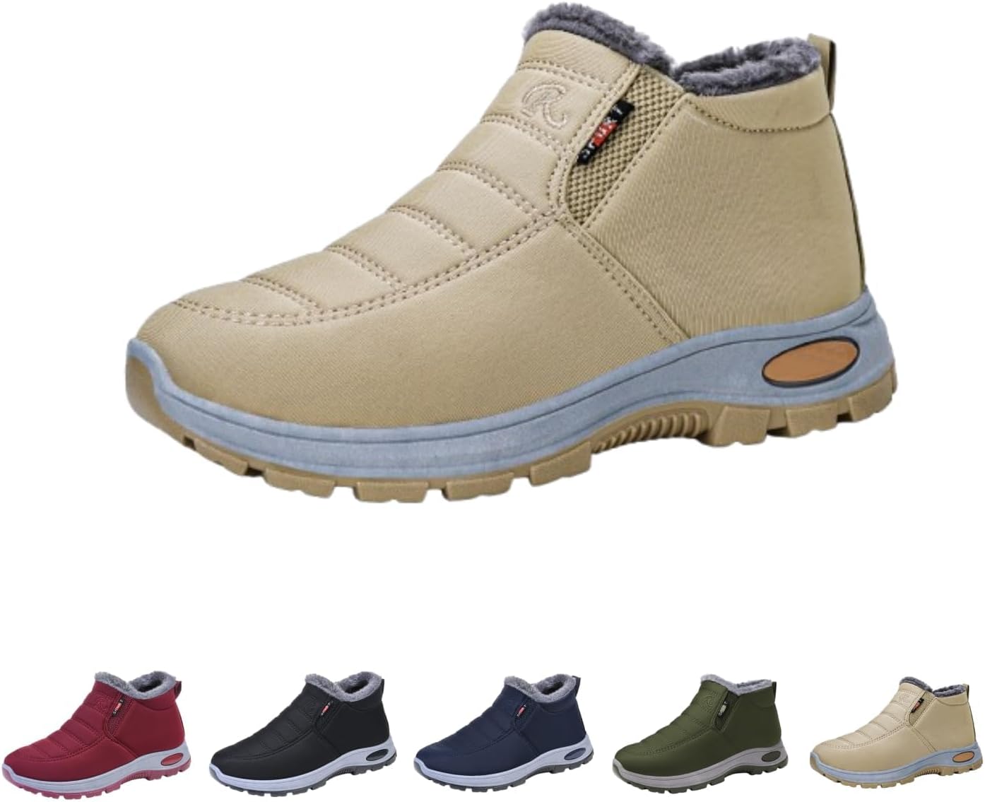 

Зимние сапоги для женщин и мужчин, широкие, удобные, теплые, на овчинной подкладке, водонепроницаемые, нескользящие, с поддержкой свода стопы, мягкие, удобные для ходьбы и походов на открытом воздухе Generic, хаки