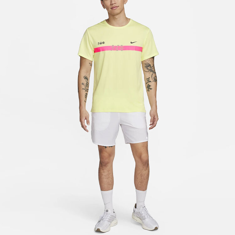 Футболка Dri-Fit мужская кислотно-желтая Nike, желтый — фото 3