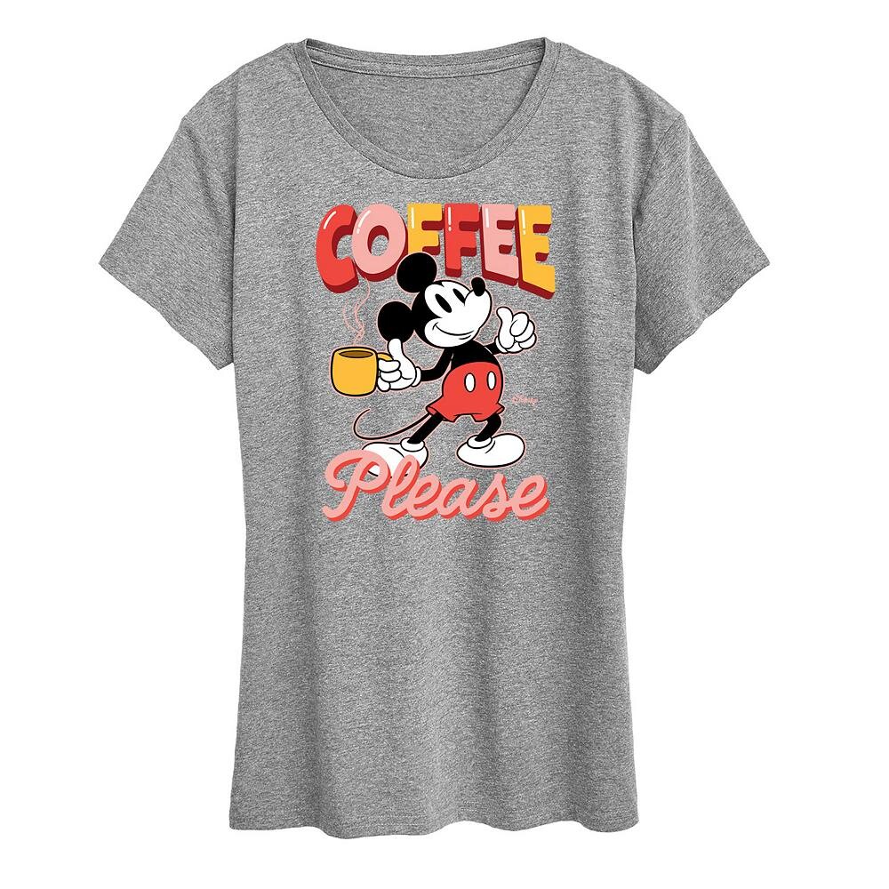 

Женская футболка с изображением кофе и Микки Мауса Disney's, цвет Heather Gray