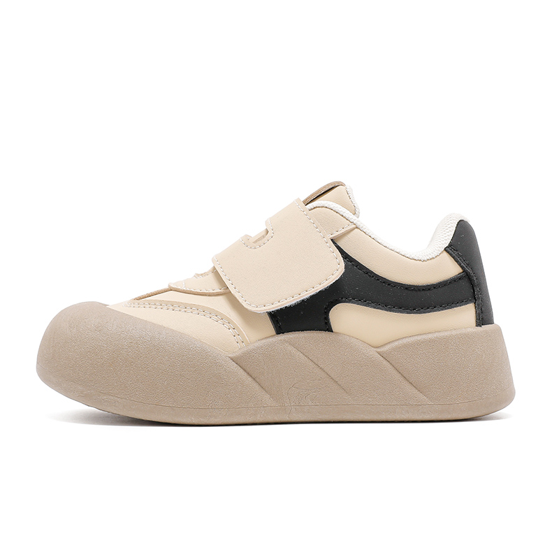 

Детские повседневные ботинки из искусственной кожи с противоскользящей подошвой, амортизацией и устойчивостью к истиранию Babaya, бежевый черный