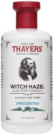 Тоник для лица Thayers Unscented Witch Hazel Toner 12 oz, 3 шт без отдушки