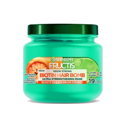 

Укрепляющая маска для волос 320мл Garnier, Fructis Grow Strong Biotin Hair Bomb