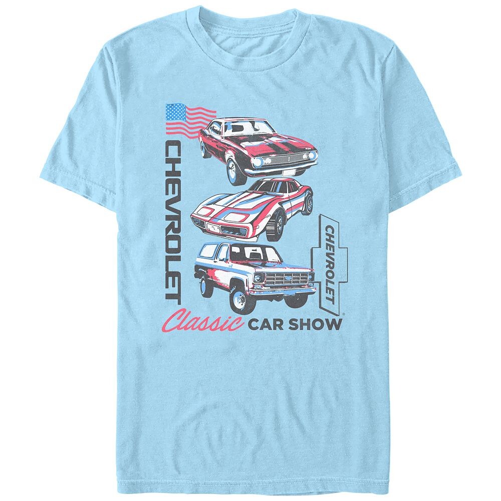 

Мужская футболка с графическим рисунком Chevrolet Classic Car Show Licensed Character, цвет Light Blue