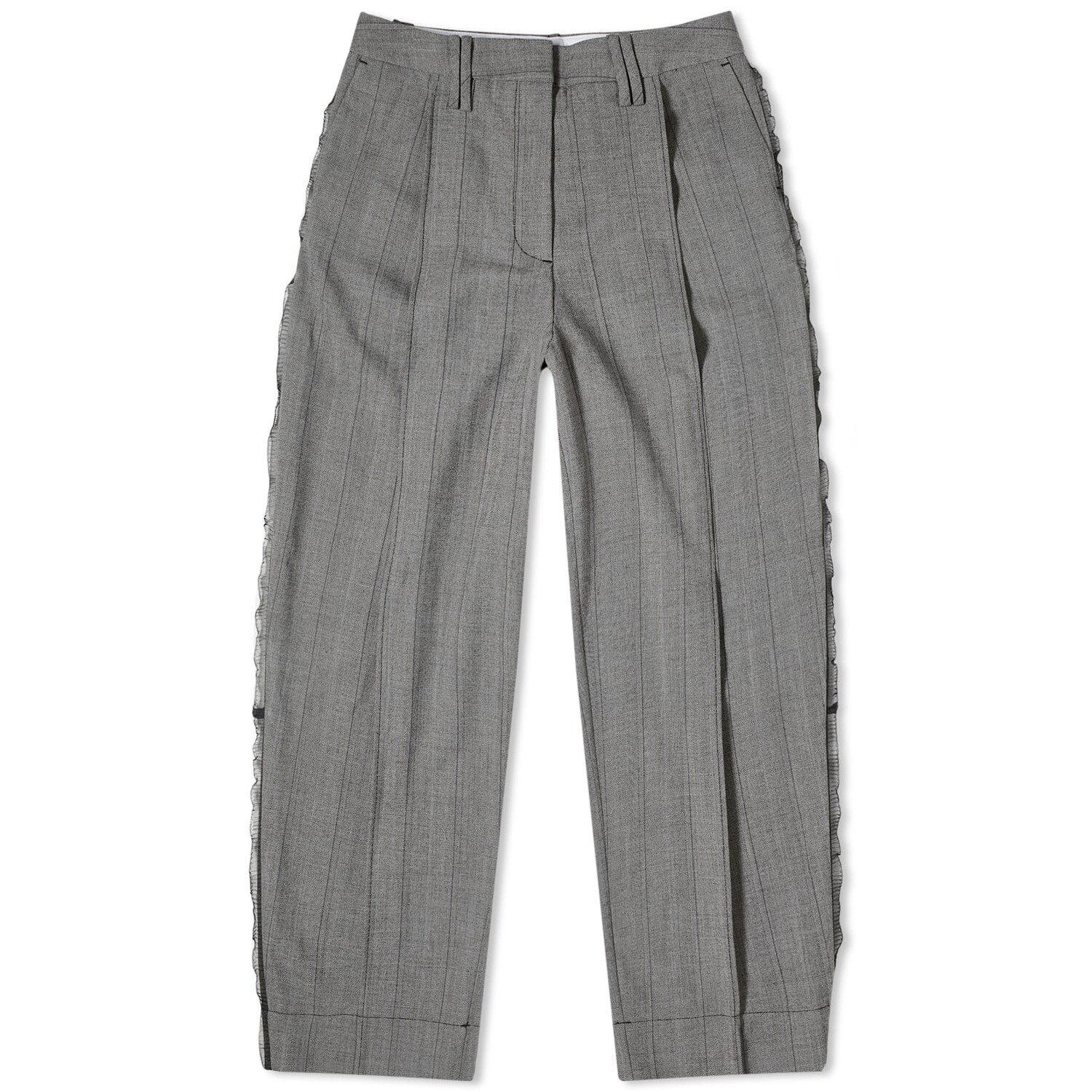 

Брюки Ganni Herringbone Suiting Relaxed Pleateds, цвет Frost Grey