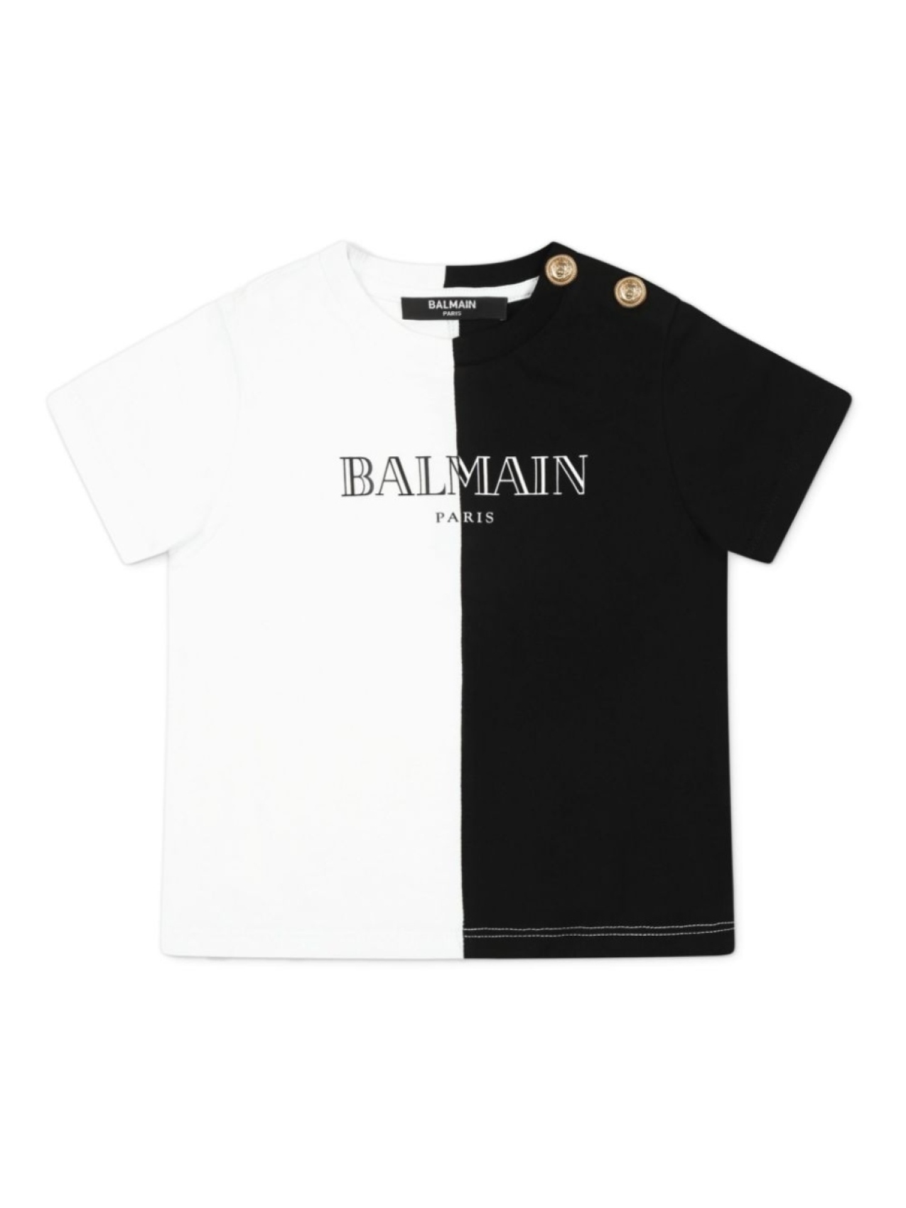 

Двухцветная футболка с логотипом Balmain Kids, белый