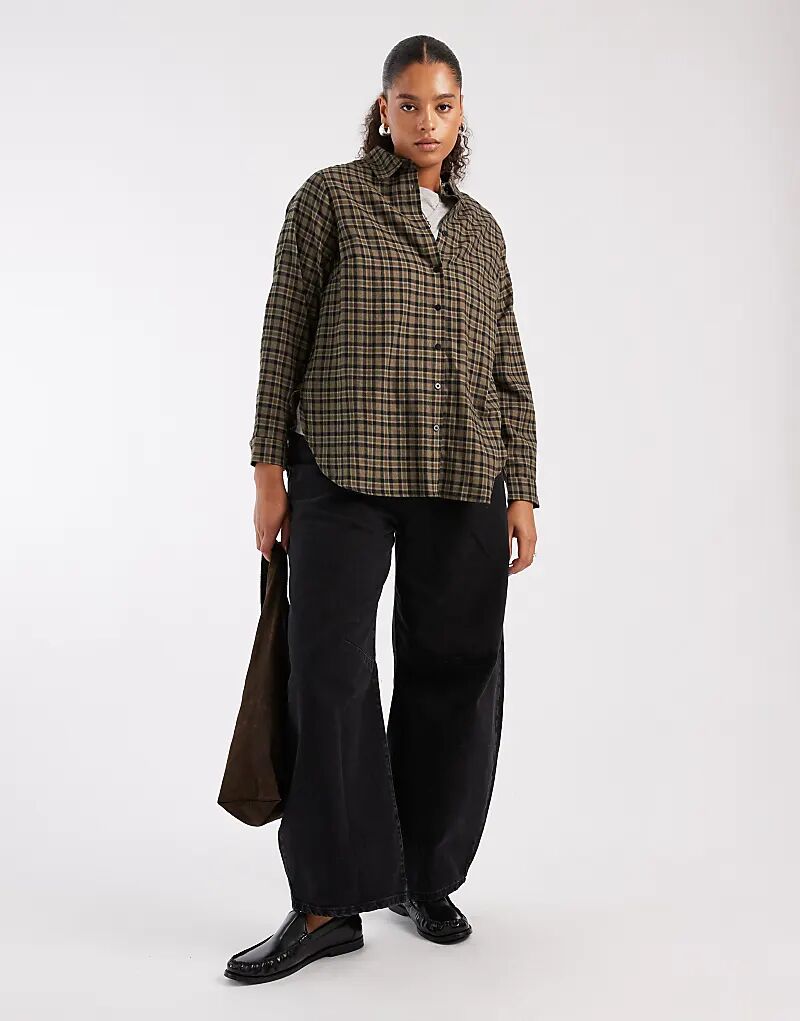 

Рубашка с длинными рукавами New Look Curve в зеленую клетку