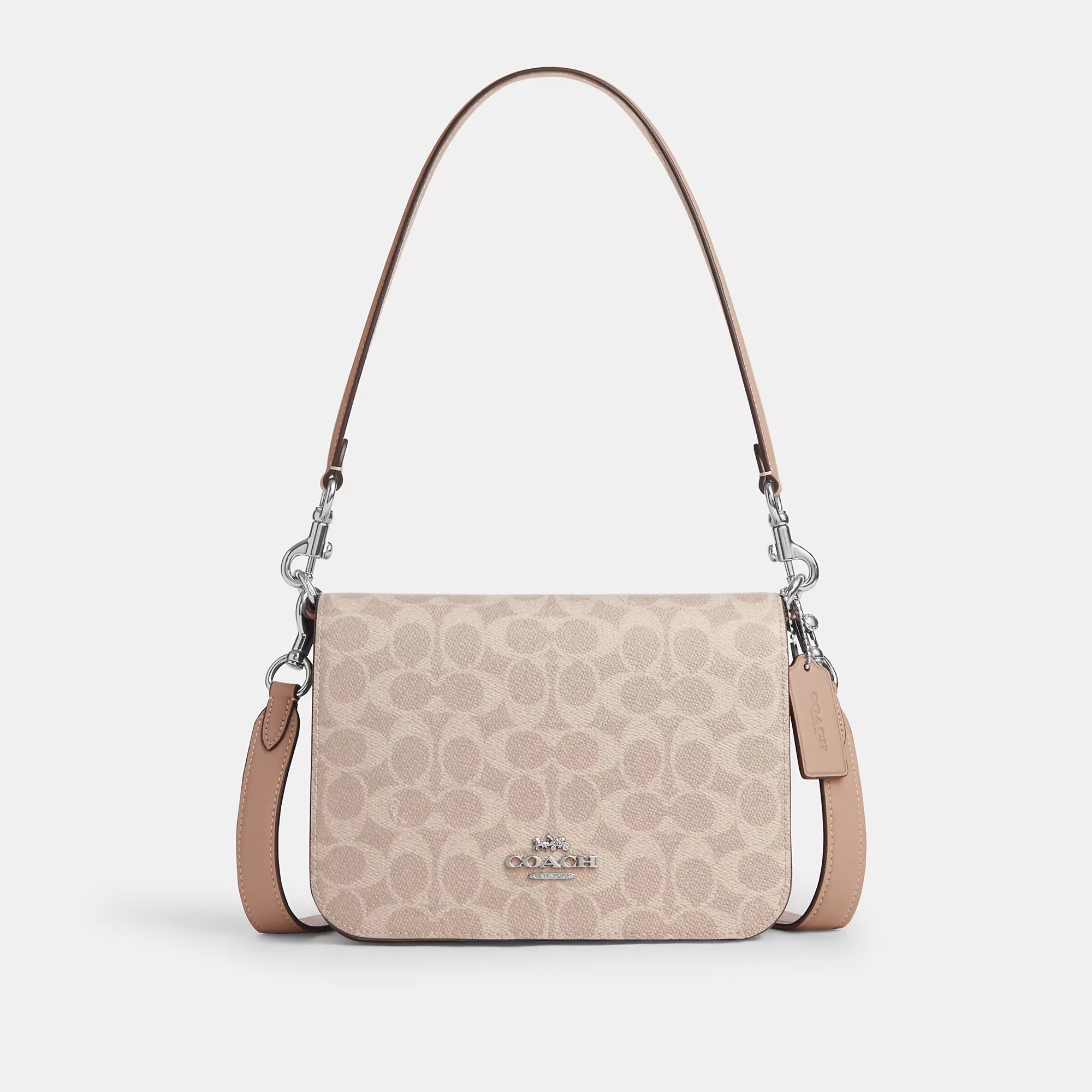 

Сумка Quinn от Coach Outlet из фирменной ткани, серебряный/песочный/серо-коричневый