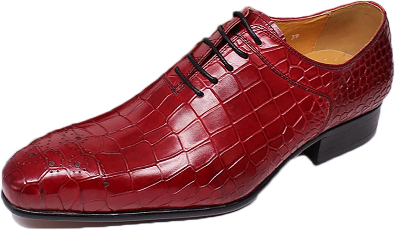 

Мужские классические туфли на шнуровке, повседневные дерби с крыльями, деловые, для свадьбы и вечеринки, оксфорды, красные, размер 47 Generic