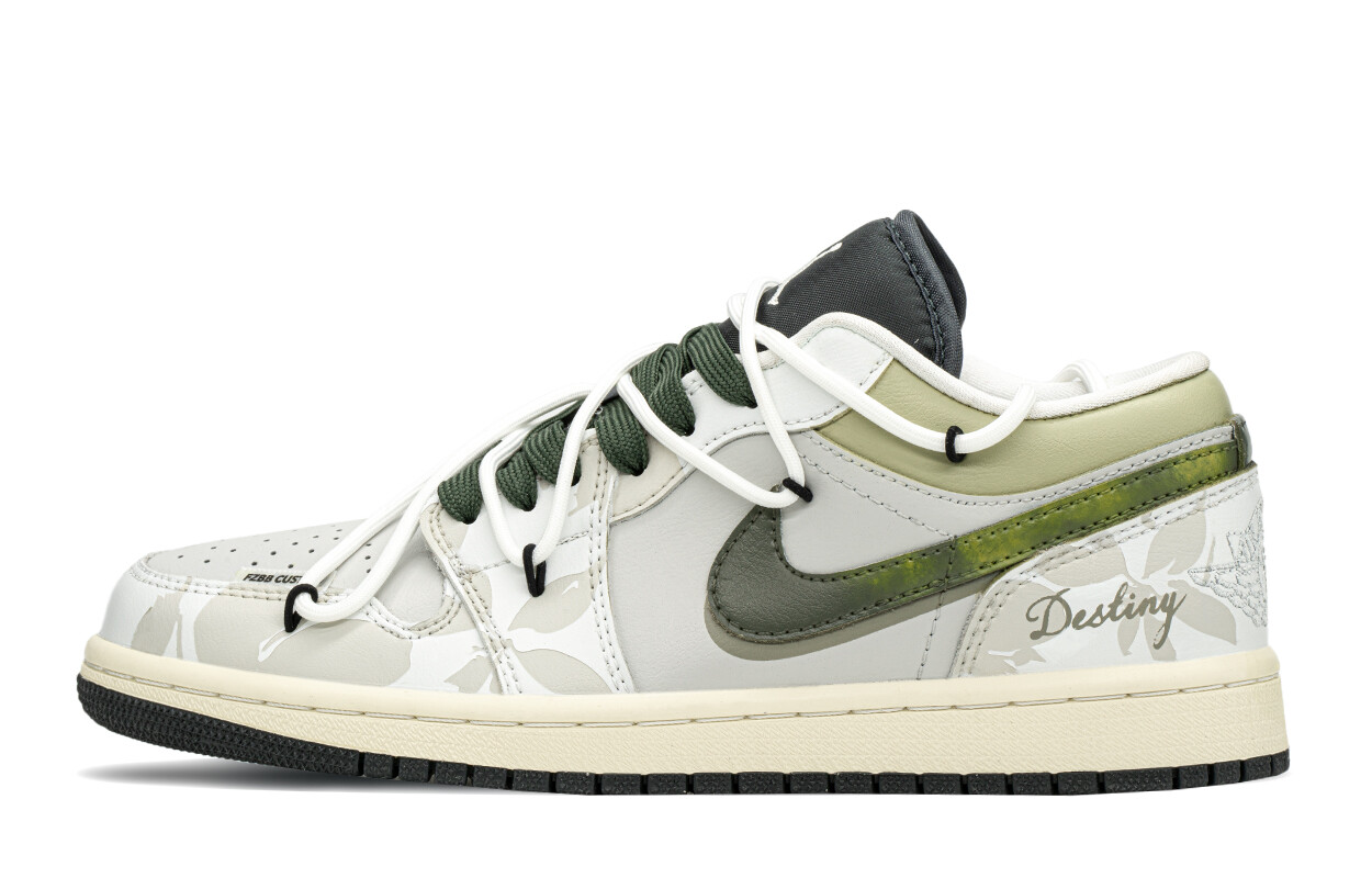 

Кроссовки Air Jordan 1 Vintage Basketball Shoes Women's Low-top Beige/green, зеленый