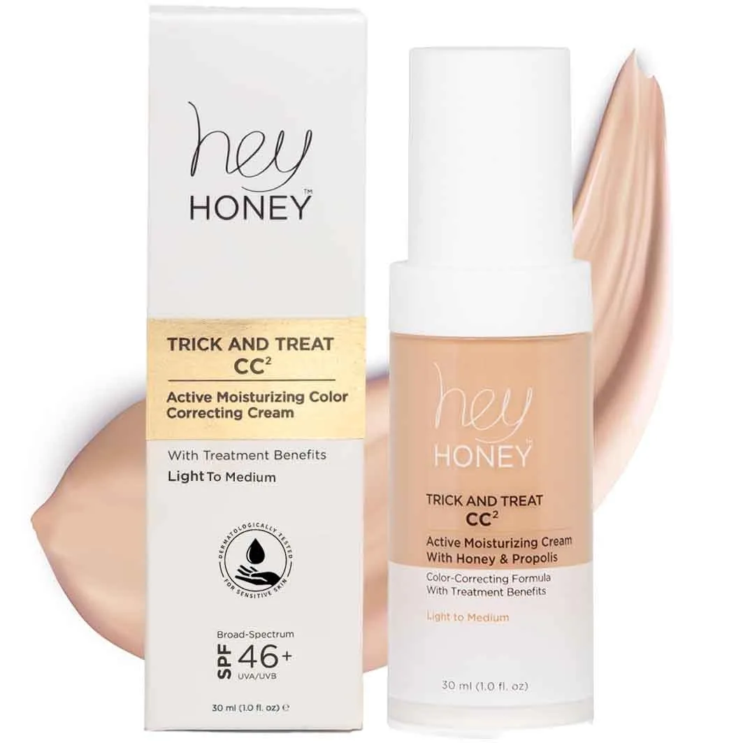 Hey Honey Trick and Treat CC крем SPF 46, увлажняющий тонирующий крем с медом и прополисом, 30 мл (Light-Medium) 29,9 мл (1 шт.), 3 Light To Medium