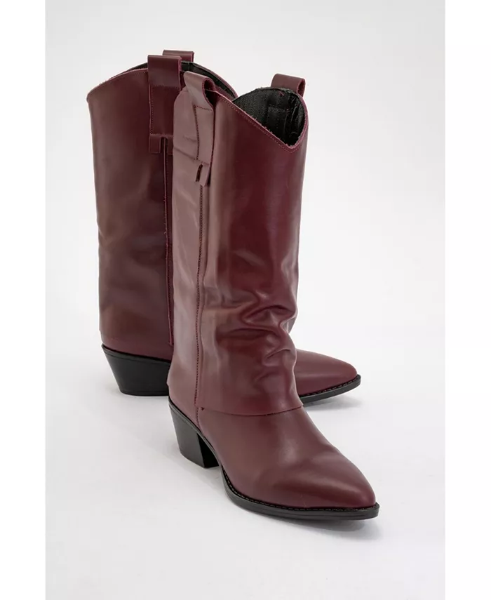 Ботинки Teodora на кожаной платформе с квадратным каблуком (женские) Forever & Always Shoes, красный