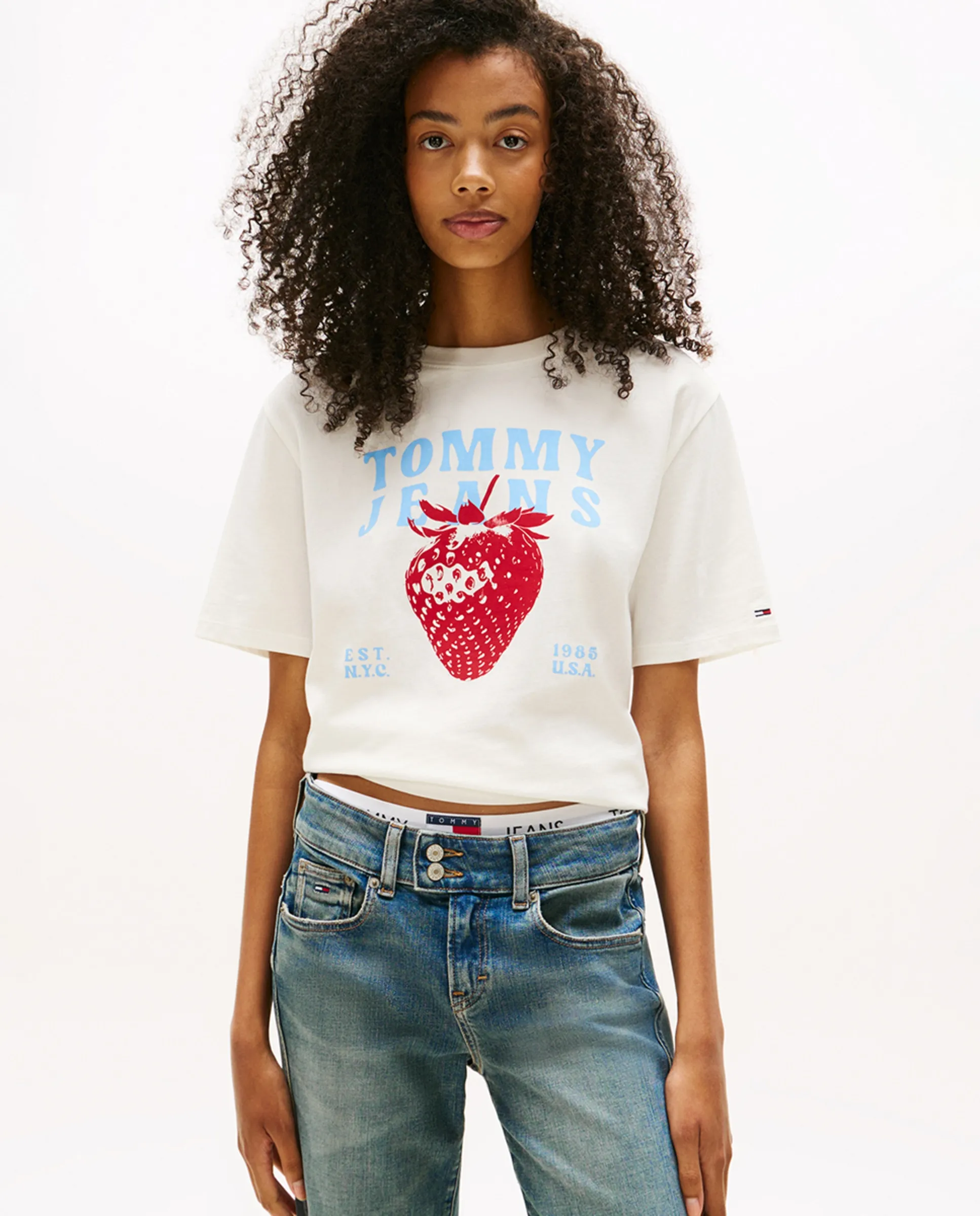 

Женская футболка расслабленного кроя с принтом на груди Tommy Jeans, пастельно-розовый