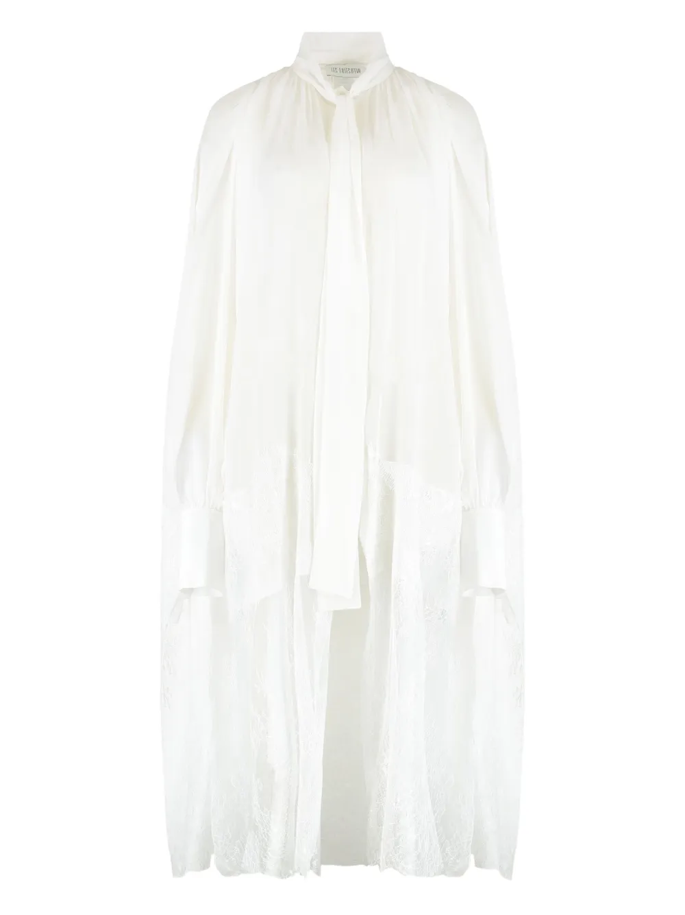 

Длинная рубашка с шарф-воротником и кружевным подолом Les Filles D'Eva, белый