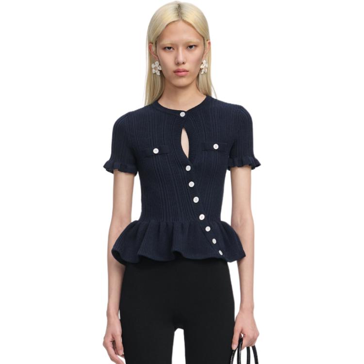 

Self-portrait Автопортрет Вязаный свитер Женский Темно-синий