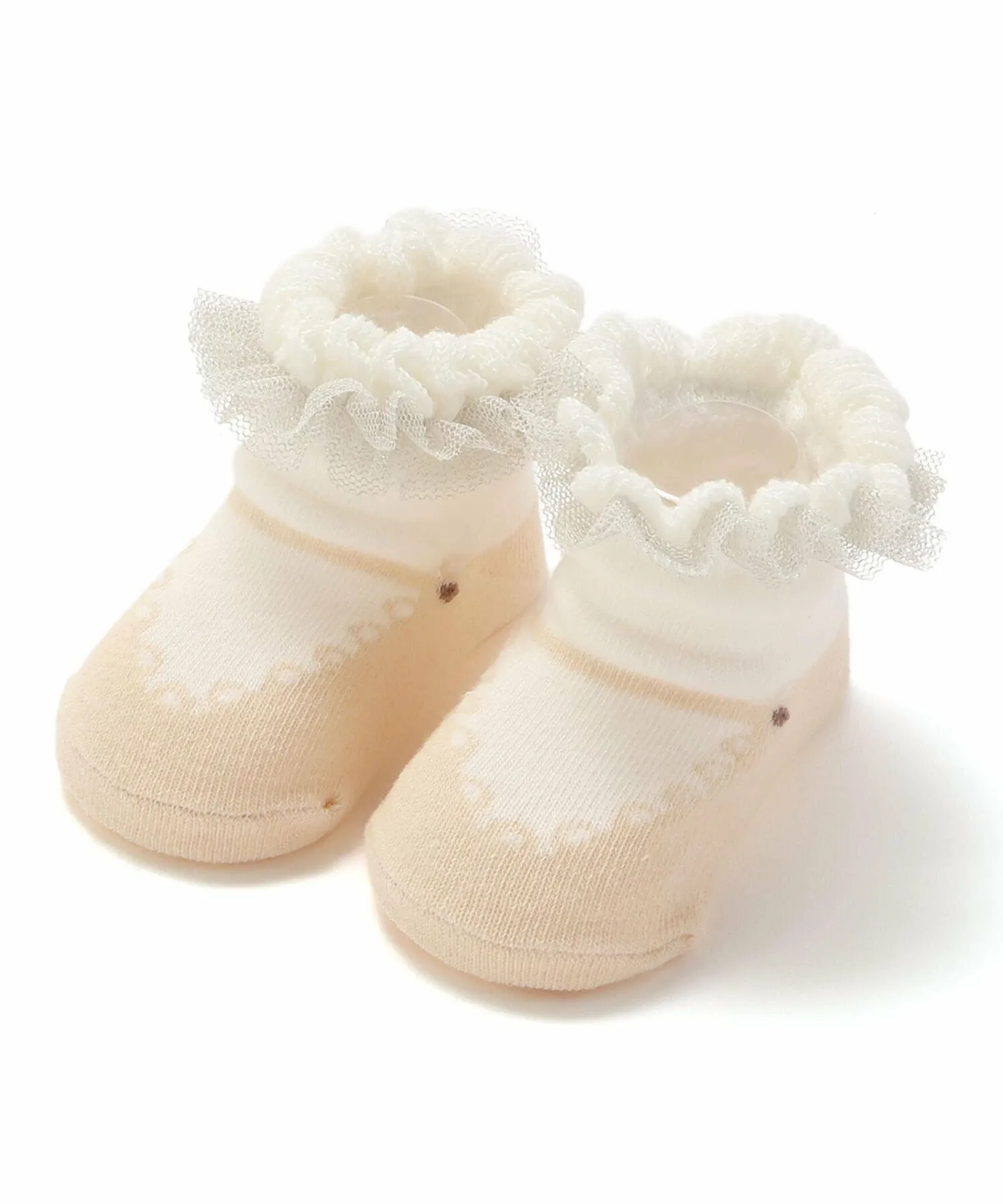 Носки из тюля с люрексом (8–13 см) Fillot de bebe reduction, Beige — фото 2
