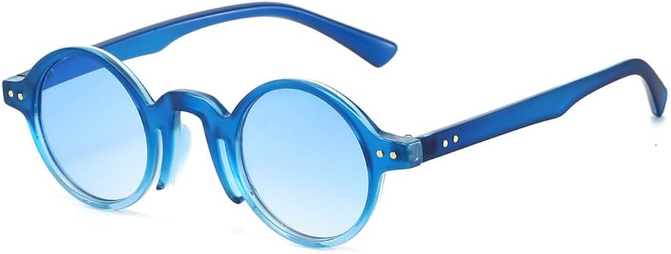 

Женские солнцезащитные очки в маленькой круглой оправе с заклепками, повседневные, с защитой от УФ-излучения UV400, для занятий спортом на открытом воздухе и верховой езды UYPTK, Blue Blue